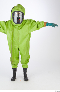 Sam Atkins Fireman in Protective Chemo Suit t poses whole…